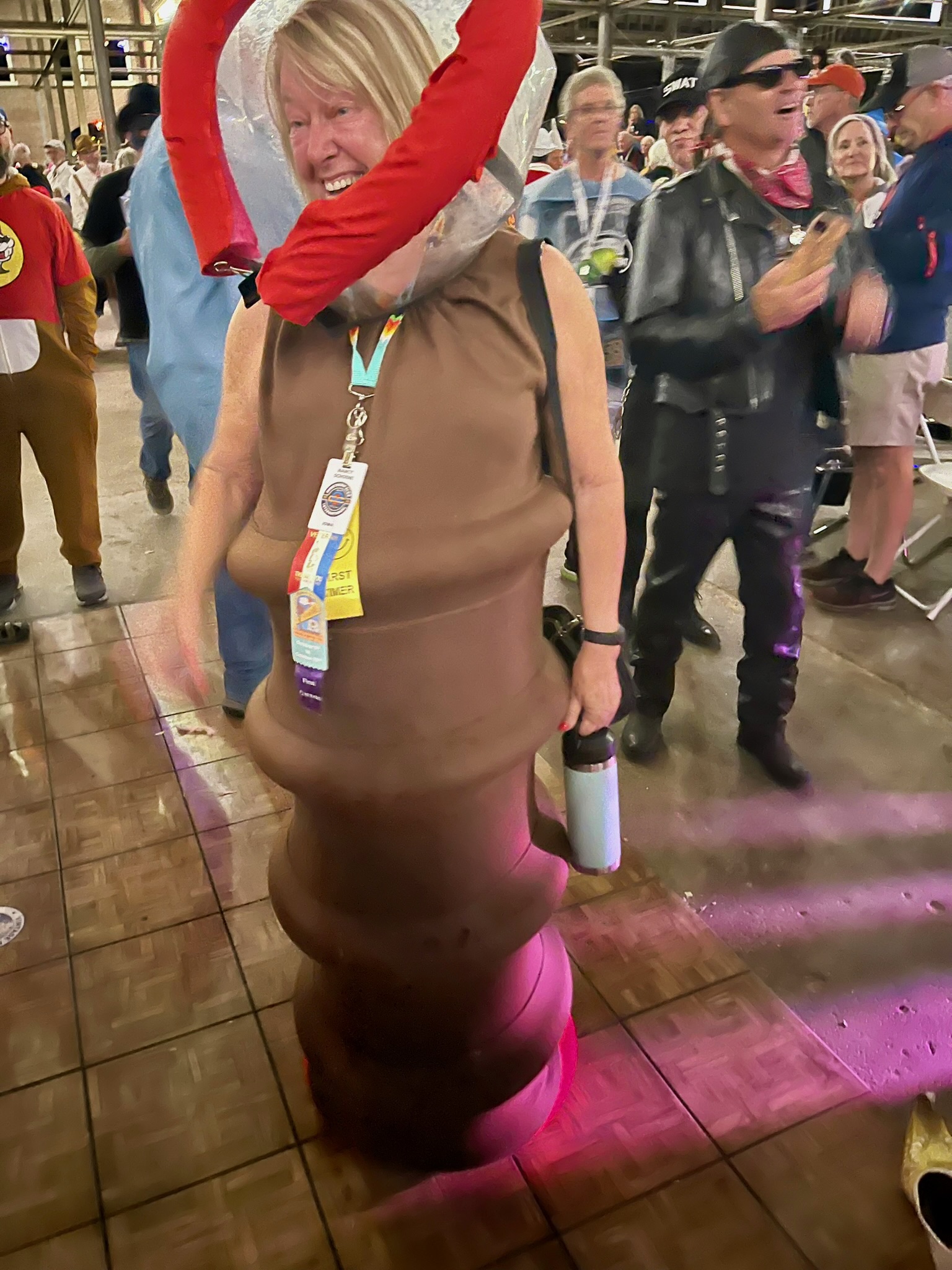 Dressed as a sewer hose.